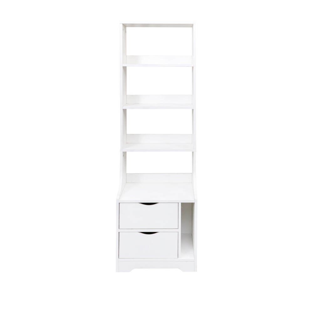 Bedside table with bookshelf and two storage drawers