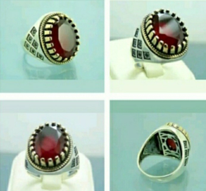 925 MENS SOLITAIRE PIRATE SEAL RED SPINEL RUBY RING