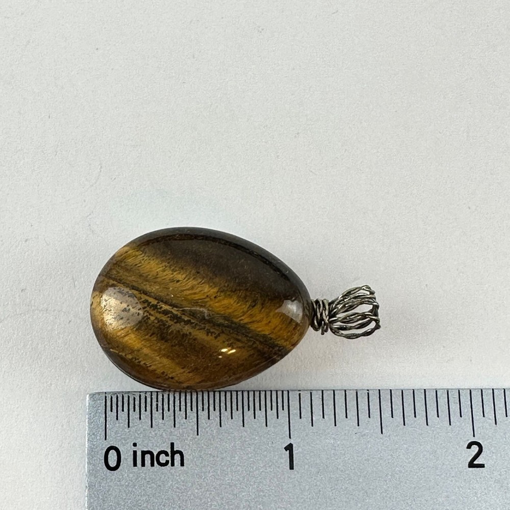 Hand Wrapped Tiger's Eye Teardrop Pendant