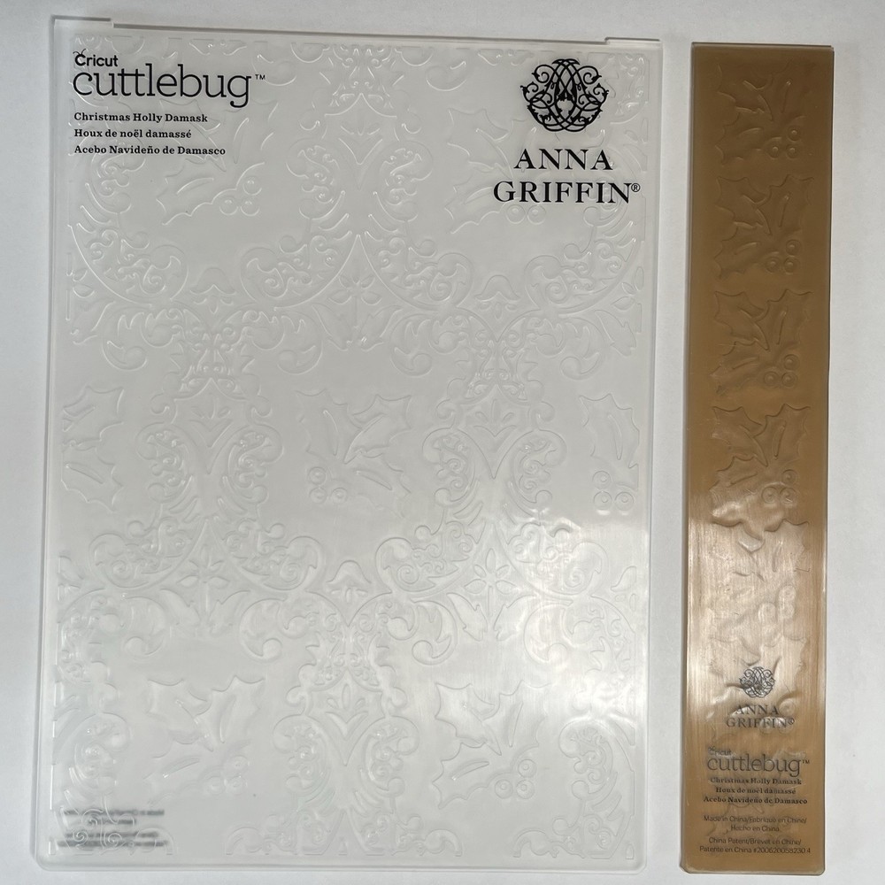 anna griffin cricut cuttlebug embossing folder christmas holly damask