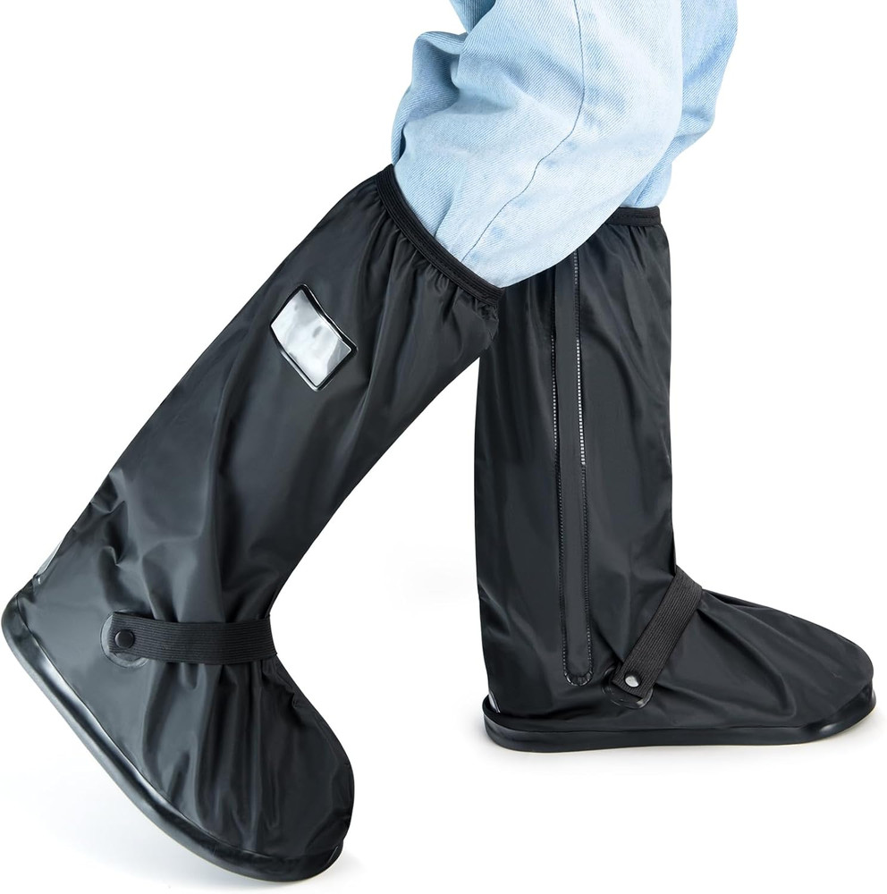 Rain Boot Waterproof Covers with Safety Reflector Reusable Foldable Non-Slip