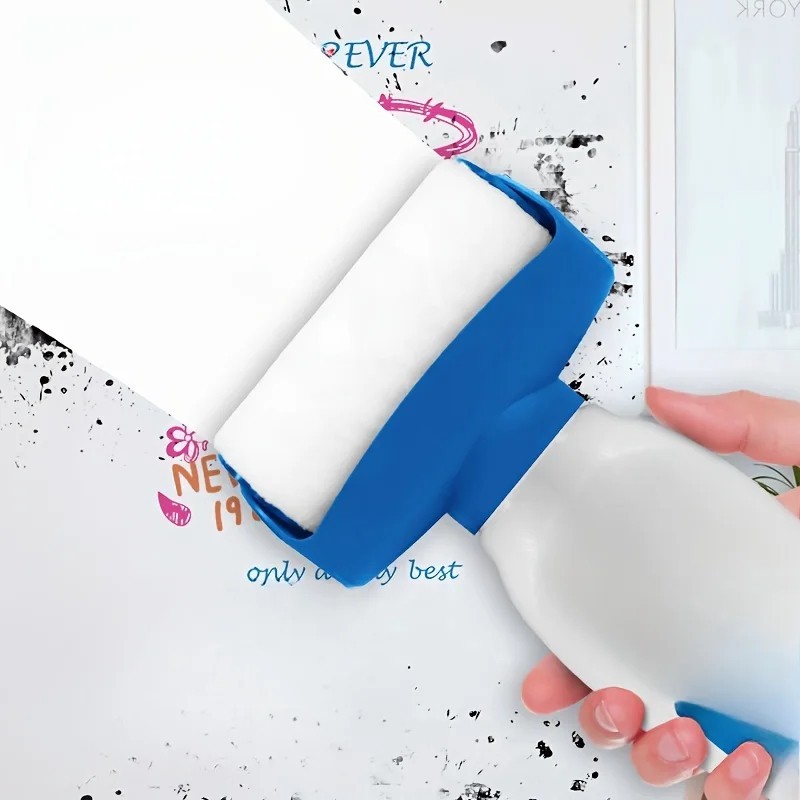 Reusable paint roller brush, wall repair and decoration tool, refillable bottle