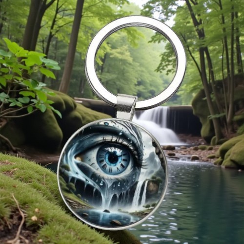 Waters Eye Pattern Round Glass Keyring Keychain