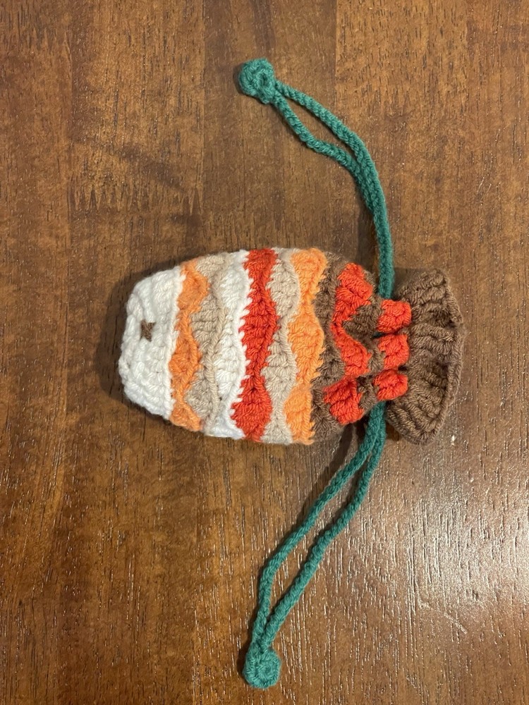 Crocheted Fish Drawstring Pouch 5*3.75"