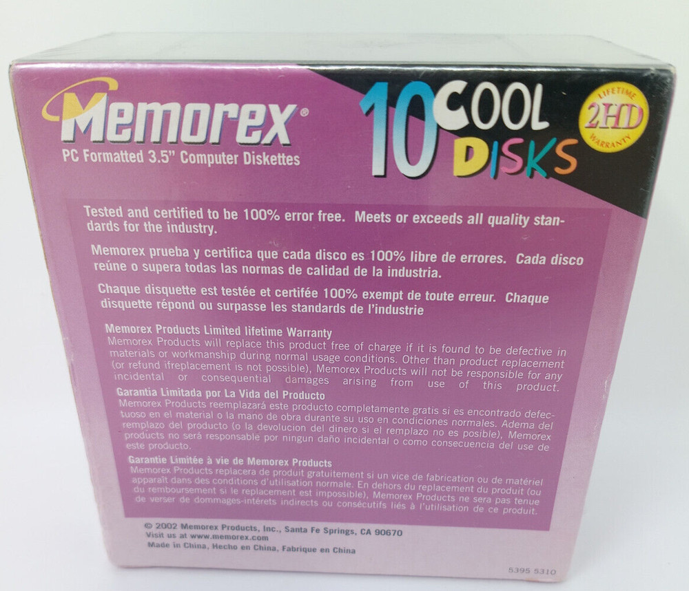 10 Pack Memorex 2HD 3.5" Computer Diskettes PC Format Cool Disks -New Sealed