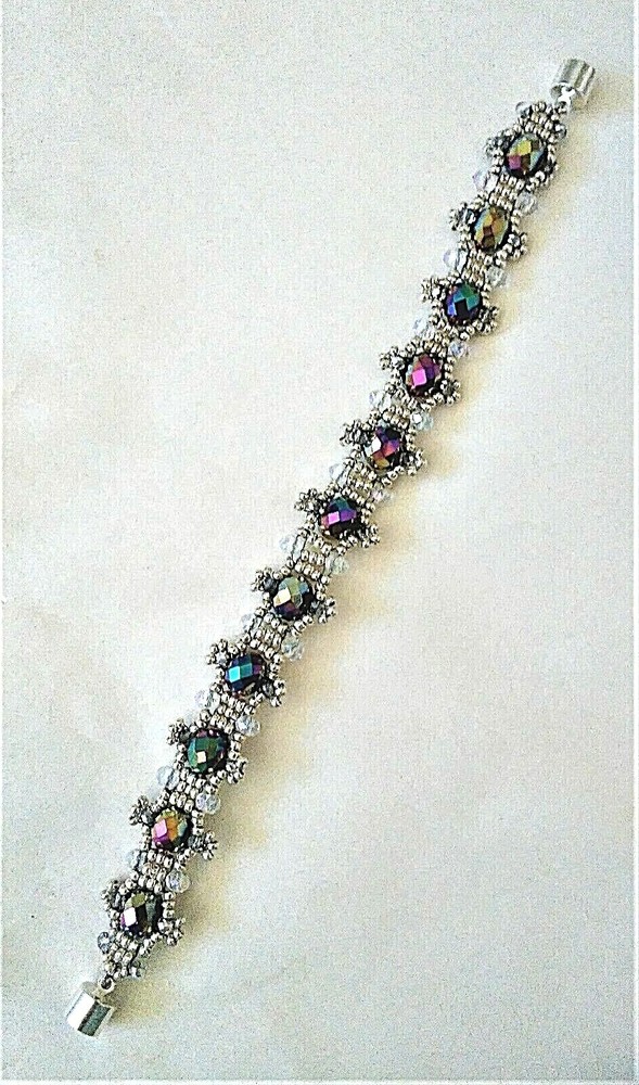 Handmade Silver Iridescent Magnetic Bracelet