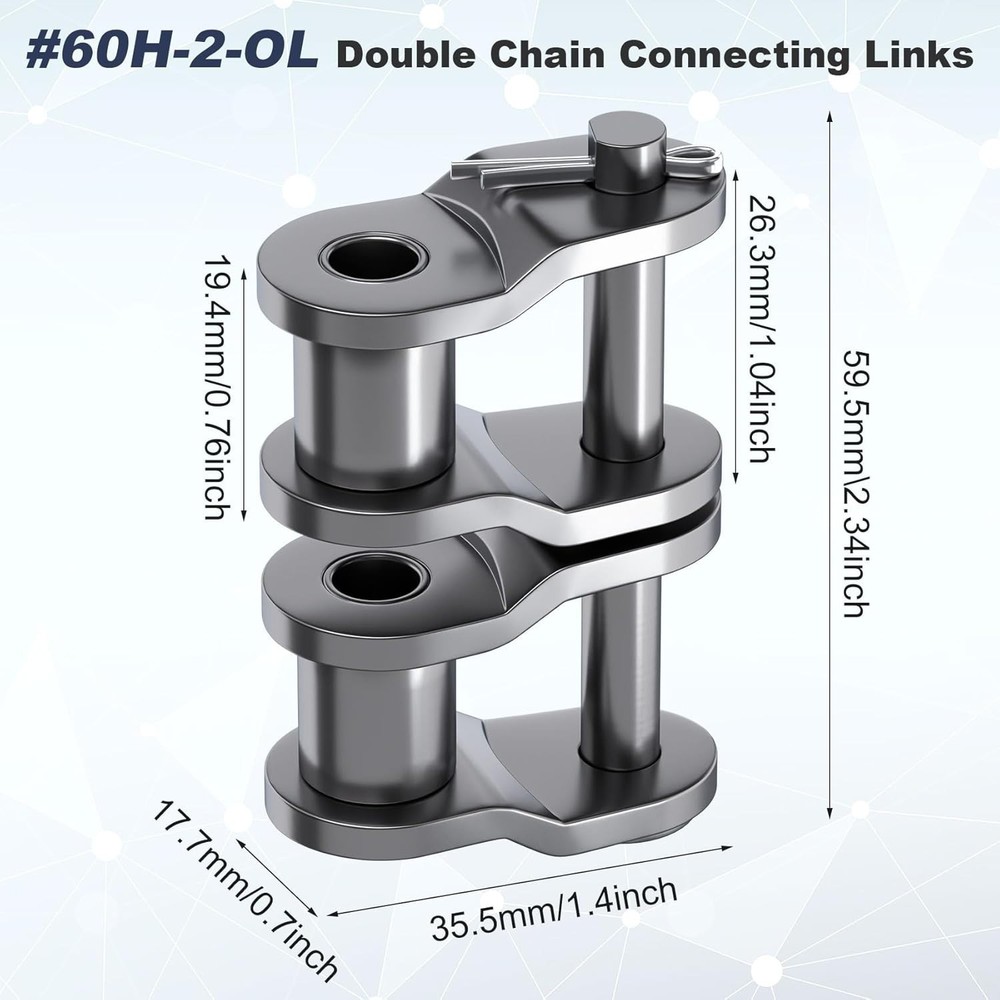 2pcs Double Strand Roller Chain Master Link, Heavy Duty Adjustable Carbon Ste...