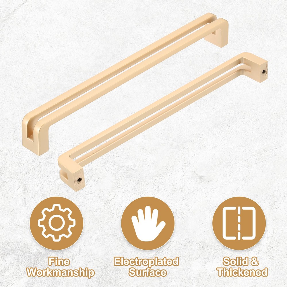 6Pcs Kitchen Cabinet Handles 7-1/2"(192mm) Hole Center Pulls, Gold