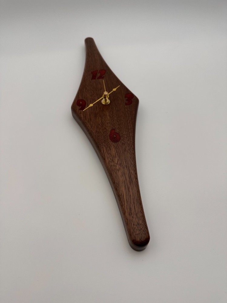 MCM Atomic Diamond Clock Custom Hand Made Black Walnut and Epoxy