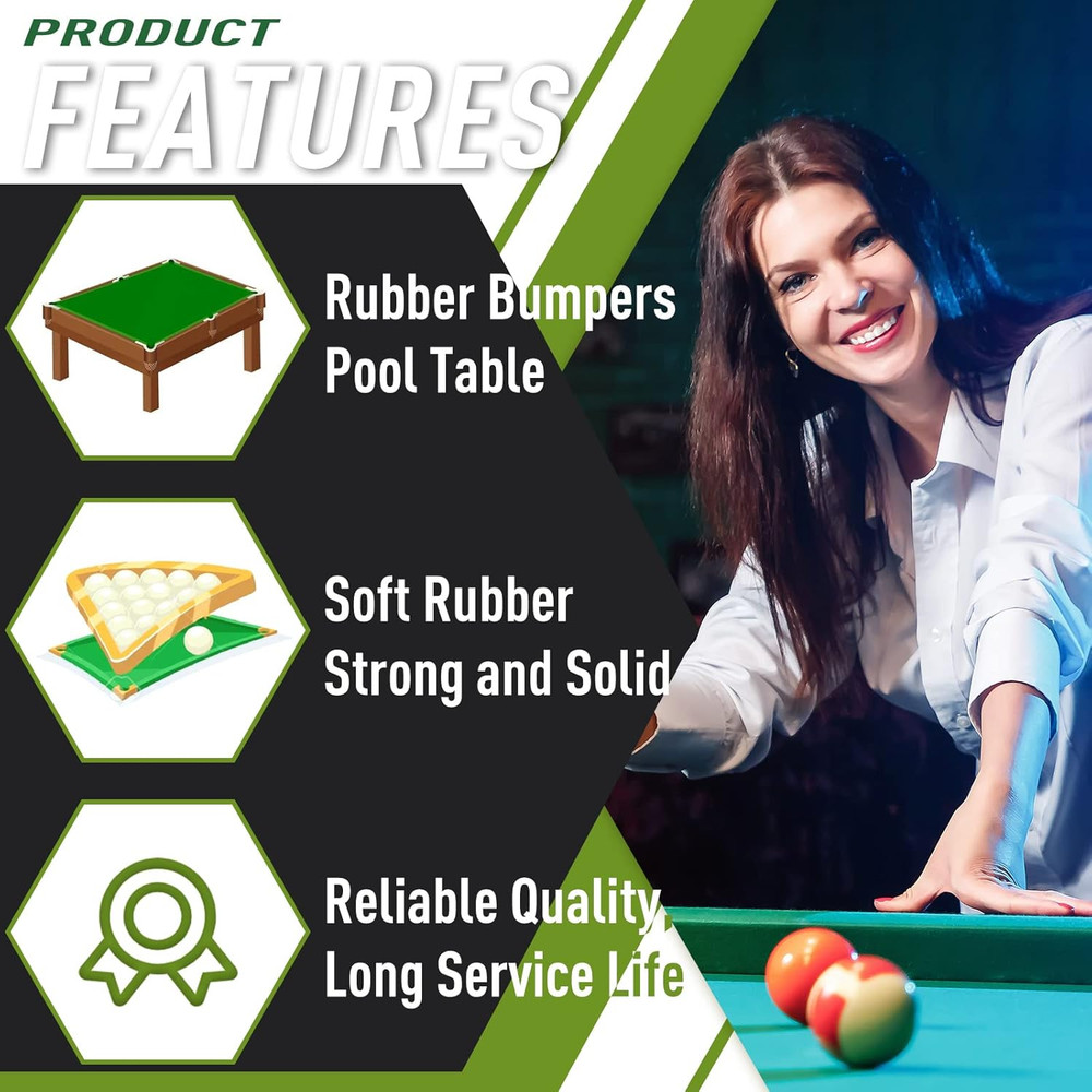 6 Pack K66 Rubber Bumpers 8 Foot Pool Table Bumpers Replacement Pool Table Rail