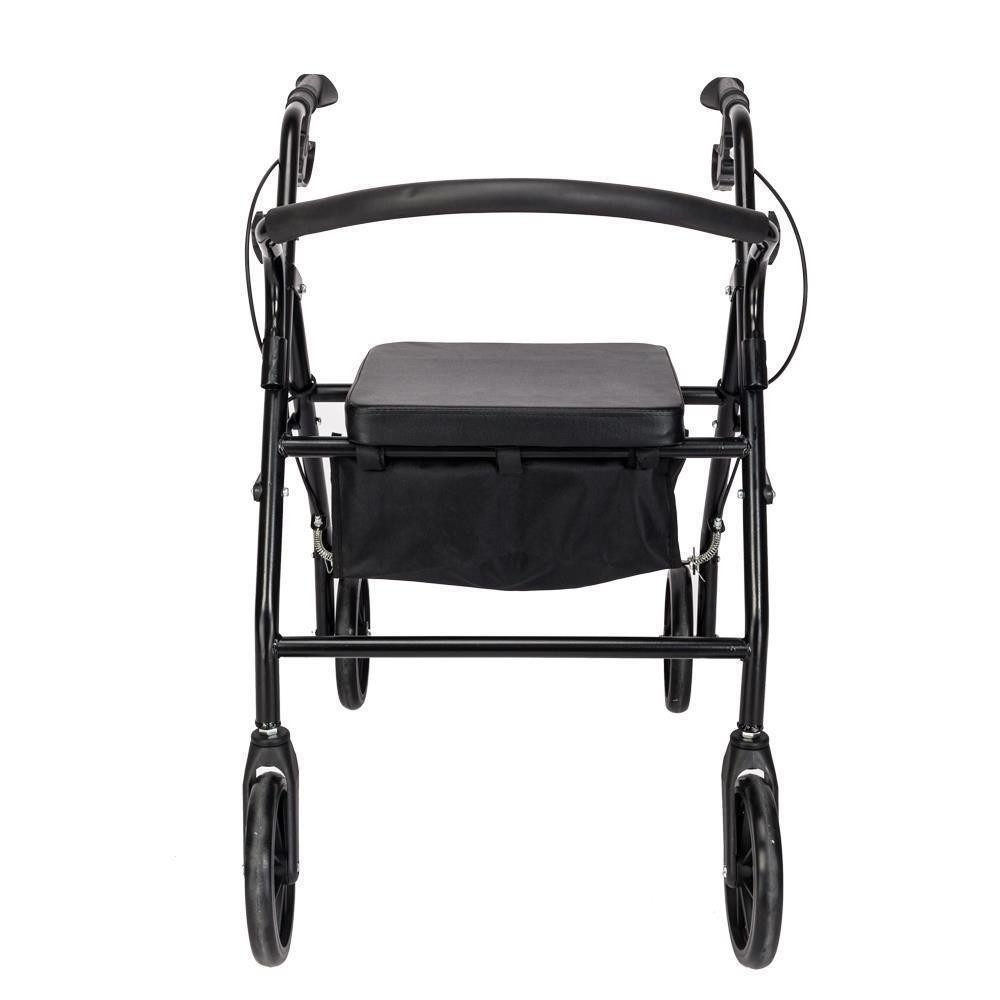 Adjustable Senior Rollator Walker W/ 8" Wheels Soft Padded Seat Folding Rolling