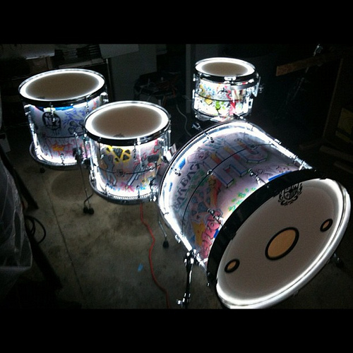 LED Drum Lights - works with ANY drum set clear or solid drums - Lights for drum