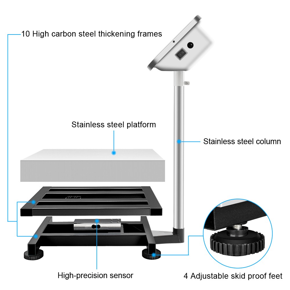 Heavy Duty 661lbs Weight Electronic Platform Scale,High-Definition LCD Display