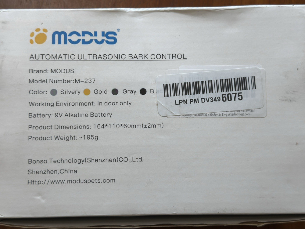 MODUS Automatic BLACK Ultrasonic Bark Control Black