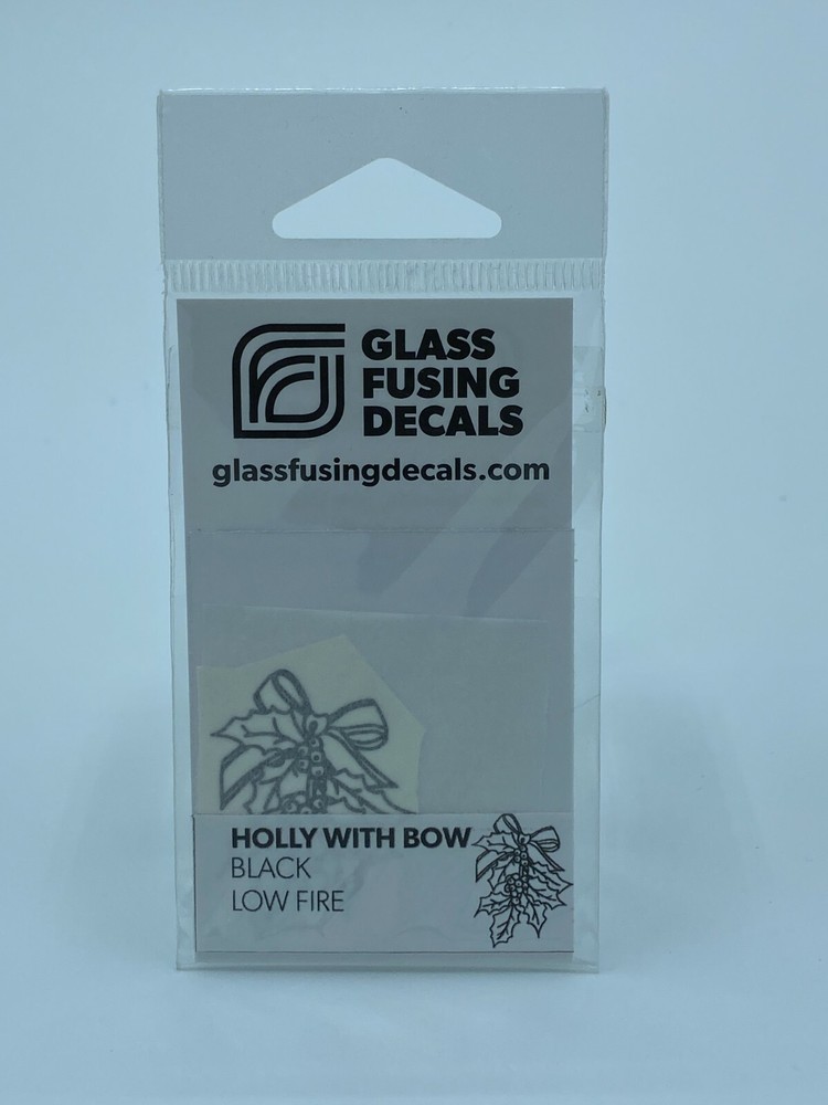 Holly With Bow Black Low Fire Glass Fusing Decals