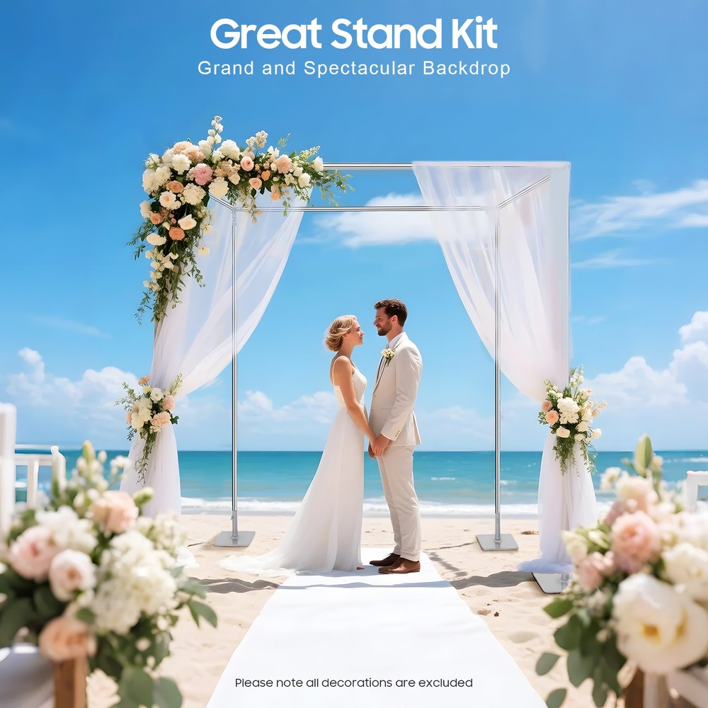 10FT Adjustable 4 Post Height Canopy Mandap Hardware Kit Wedding Party Stand