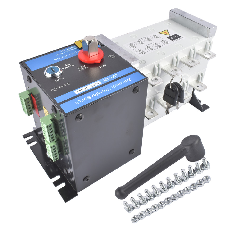Industrial Automatic Transfer Switch 4P 160A 110/220 V Plastic Copper Iron White