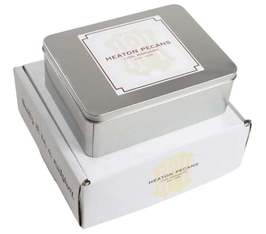 Heaton Pecans Large Square Milk Chocolate Covered Pecan Tin, 3.75 lbs