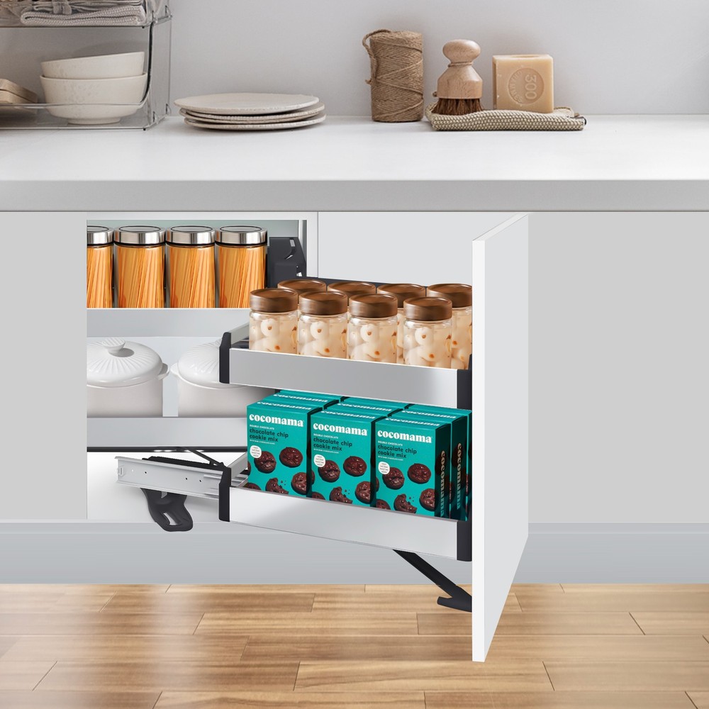 2 Tiers Blind Corner Cabinet Pull-out Organizer Slide Out Kitchen Organizer NEW