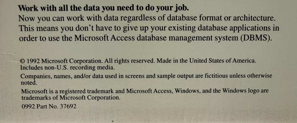MICROSOFT ACCESS for Windows Introductory Edition Boxed Set Complete