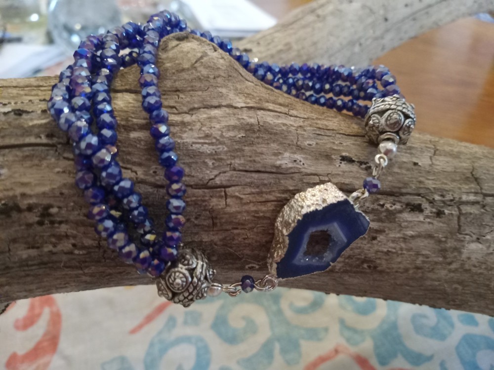 BOHO handcrafted artisan crystal & agate bracelet