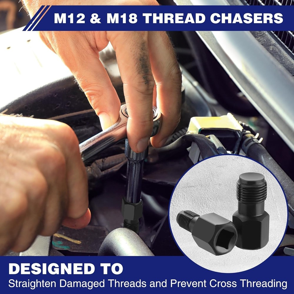 O2 Oxygen Sensor Socket Thread Chaser Set 7PCS O2 Sensor Wrench Removal Tool Kit
