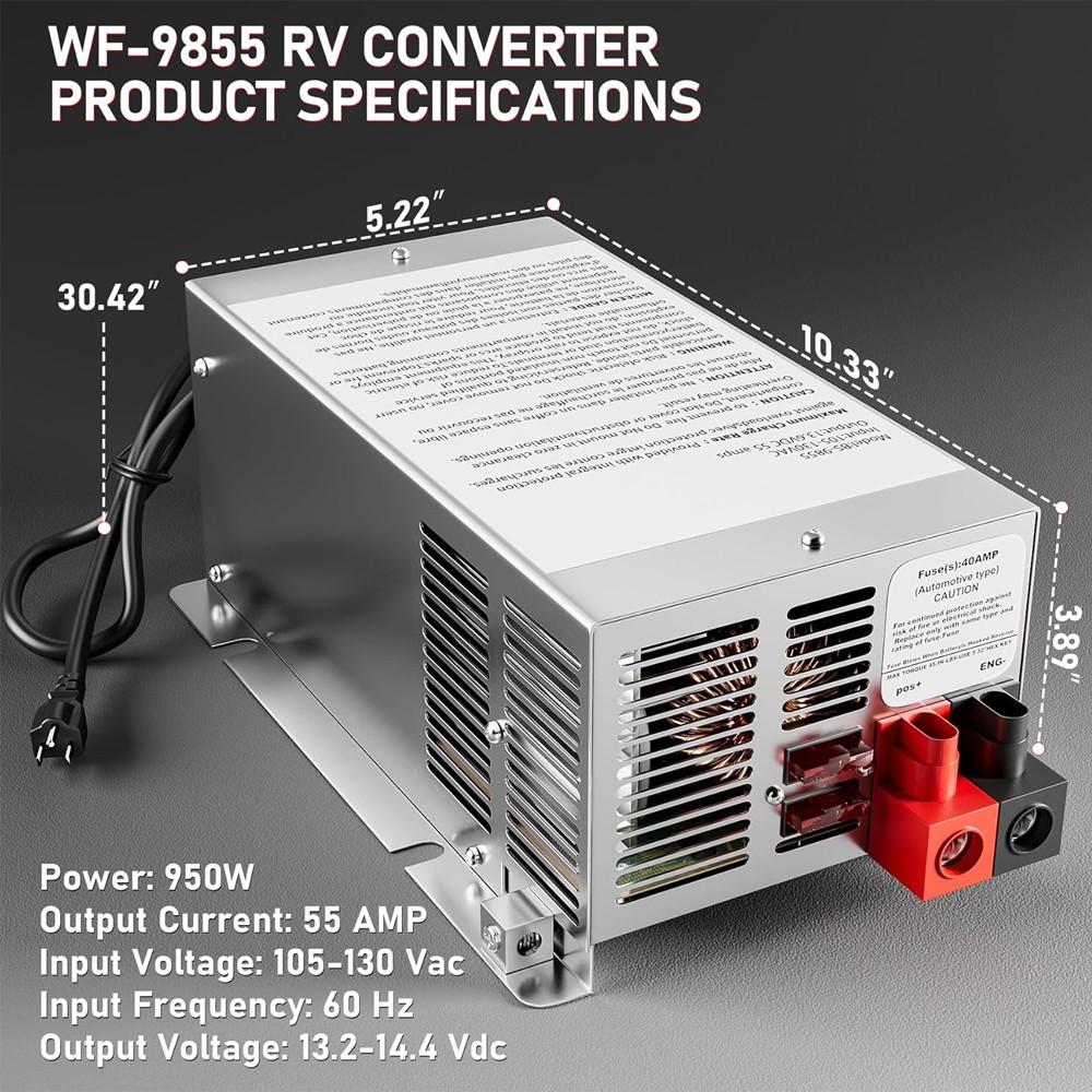 Converter 55 Amp Deck Power Converter Charger For RV Trailer Camper WF-9855 12V