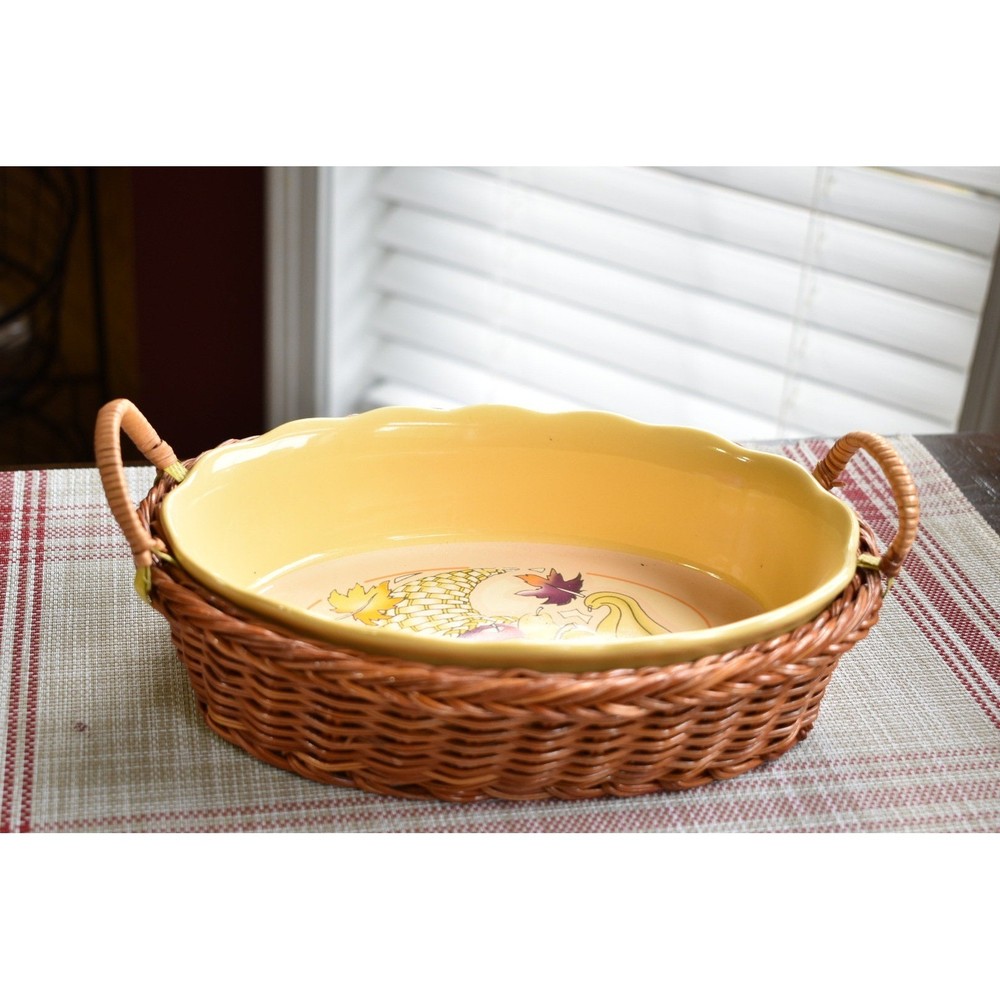 Harvest Nesting Baking Dish Set with Wicker Baskets baking dish