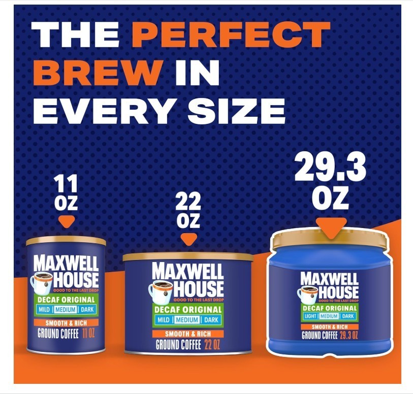 Maxwell House Decaffeinated Original Medium Roast Ground Coffee, 29.3 oz