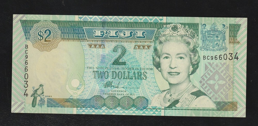FIJI, 2 dollars, (2002) P-104, QEII, UNC