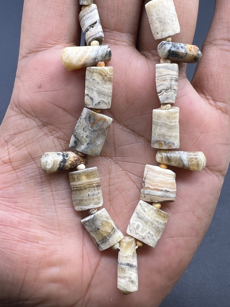 Ancient Old Bactrian Era Greco Alabaster Stone Antique Beads Sting