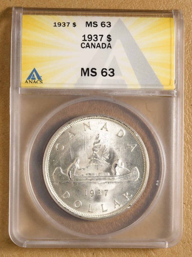 1937 Canada Silver Dollar ANACS MS63
