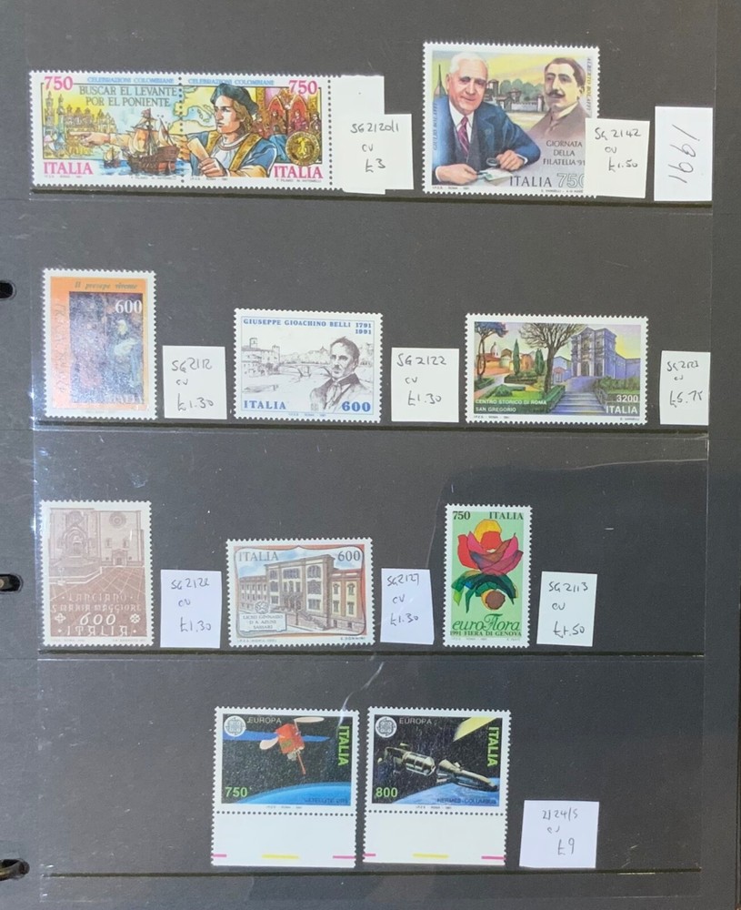 ITALY 1991 COMMEMORATIVES UNMOUNTED SELECTION ..CAT £56