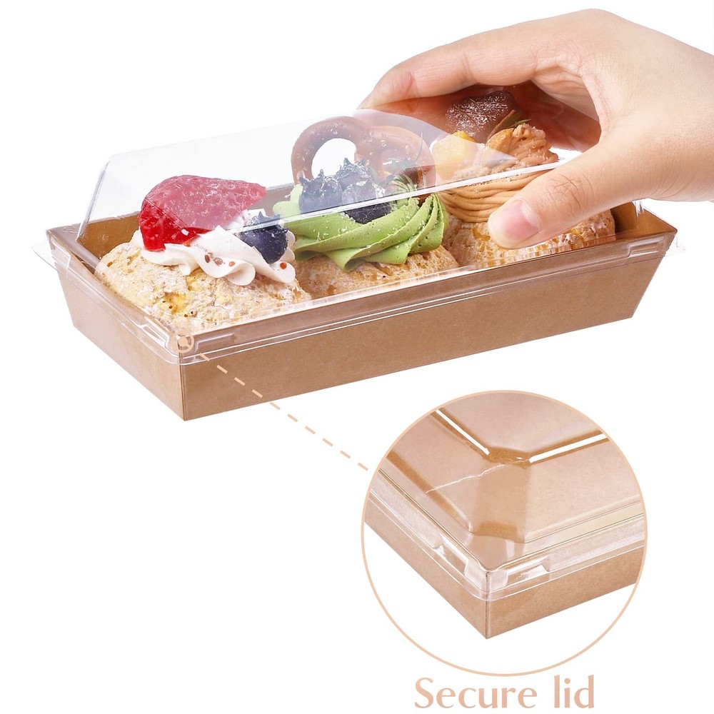 Charcuterie Boxes with Clear Lids, 100 Pack Kraft Bakery Boxes, Cookie Boxes,...