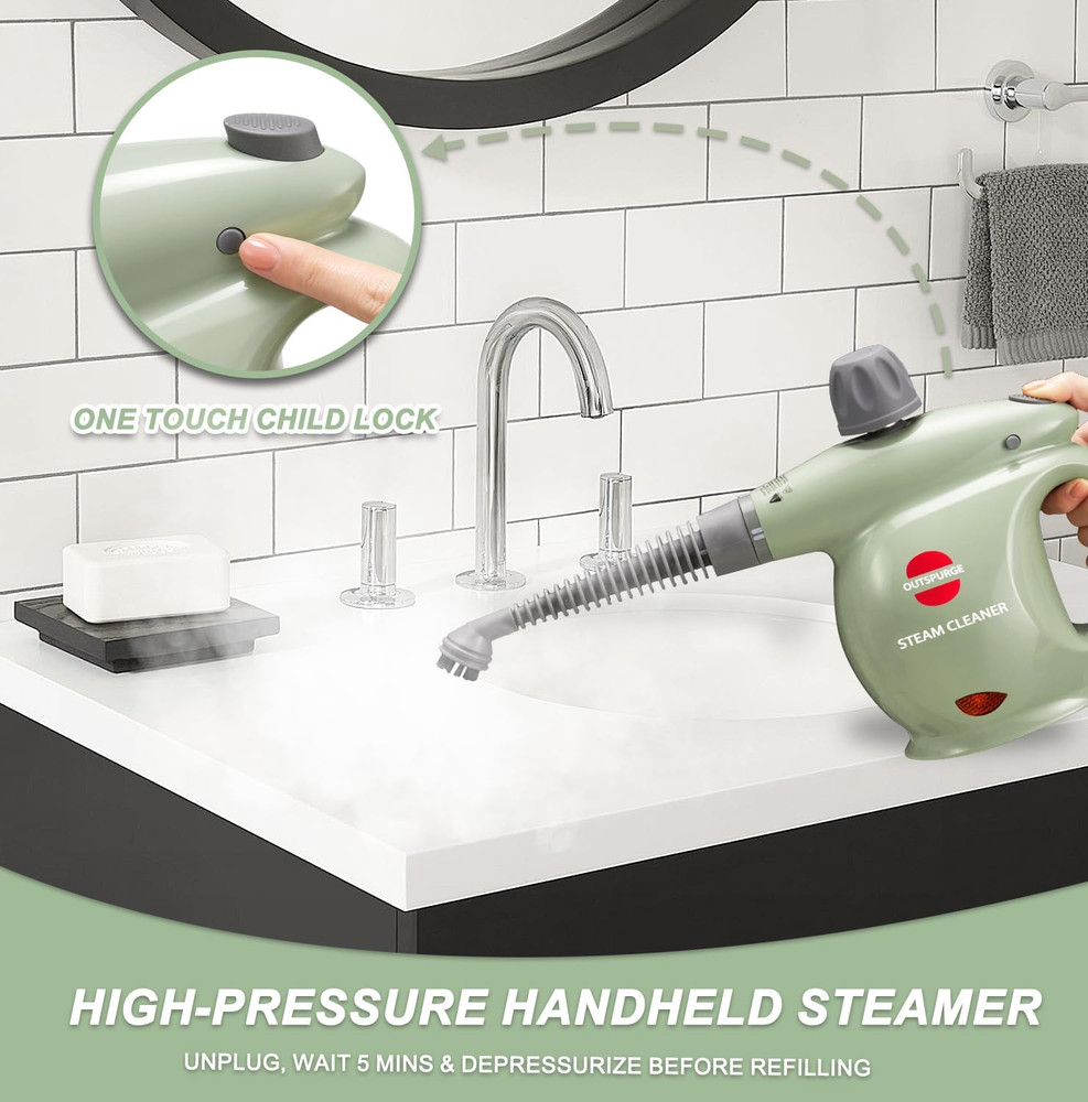 Powerful Handheld Steam Cleaner with 13 Accessories for Multi-Surface Cleaning