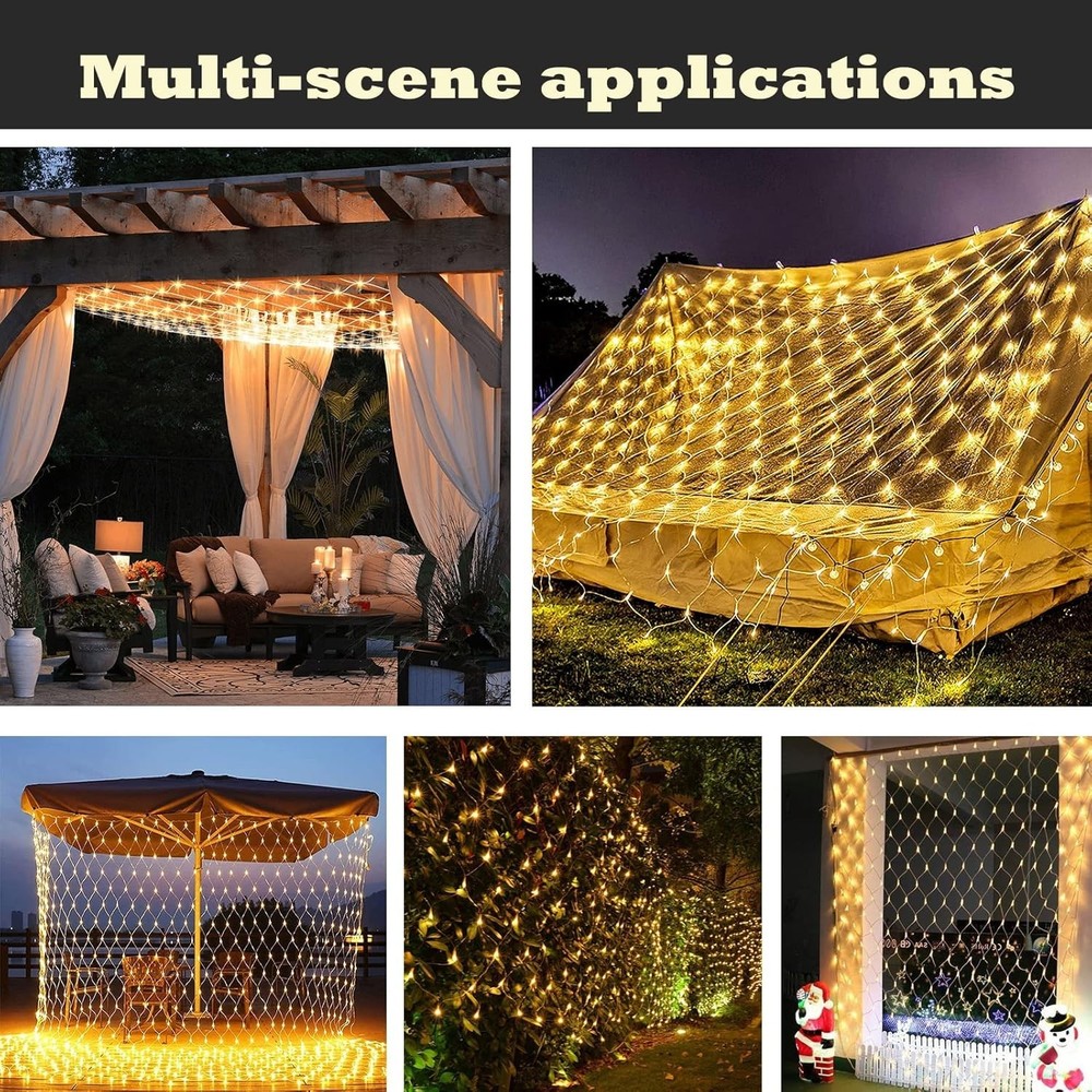 Connectable 360 LED Gazebo Net Lights - 10×10 FT with Timer & 8 Lighting Modes