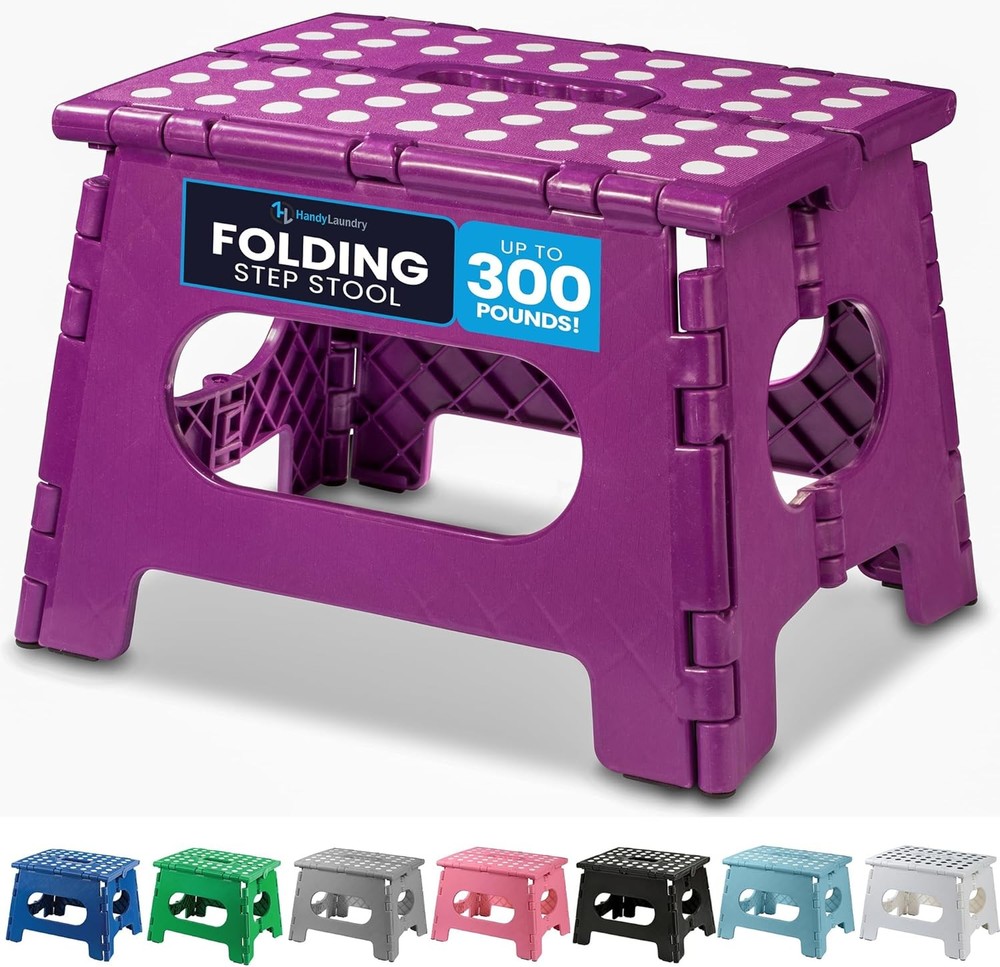 Folding Lightweight Step Stool Sturdy Enough to Support Adults & Safe Enough