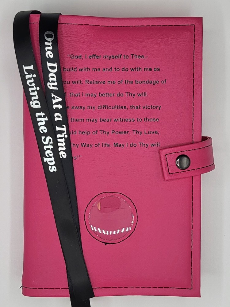 Alcoholic Anonymous Pink Deluxe Double AA Book Cover Third Step Prayer