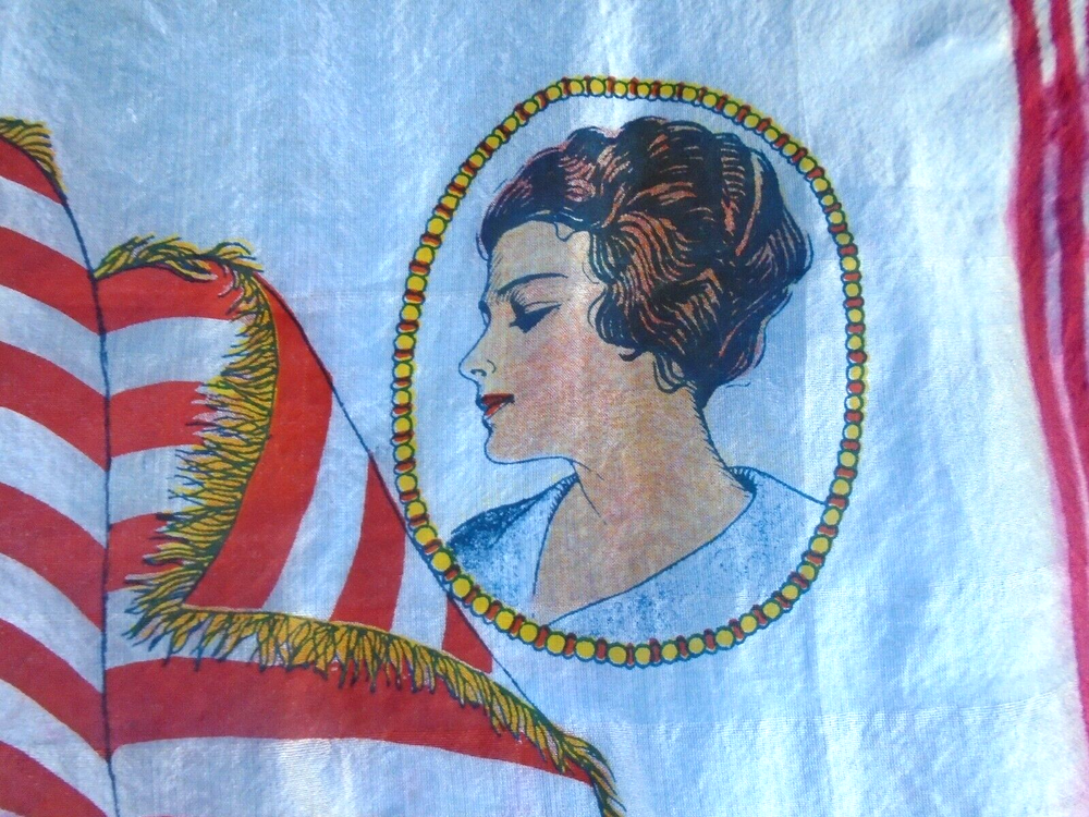 WWI patriotic handkerchief, "JUST HELLO"