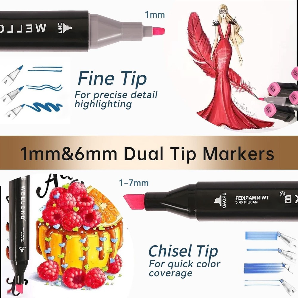 Alcohol Markers Set, 60 colors Based Dual Tip, Broad and Brush Tip...