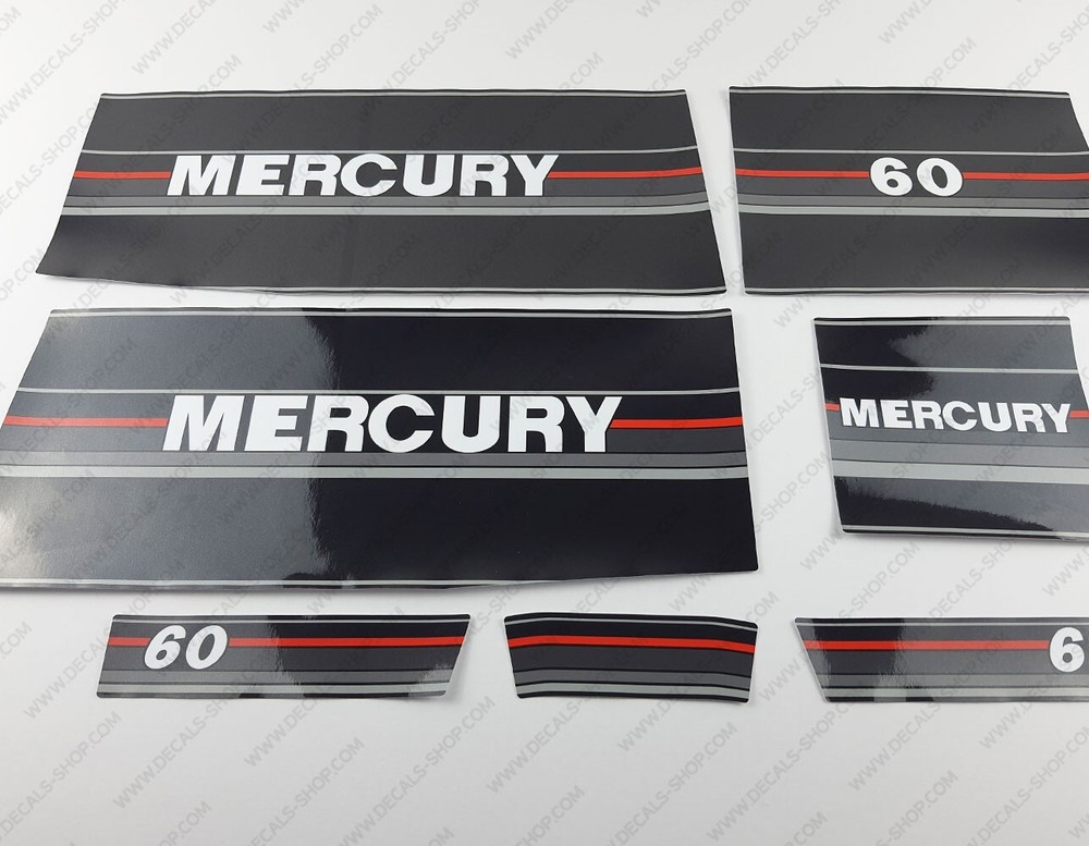 Mercury 60 hp Two Stroke 1990-1991 outboard engine decals sticker set