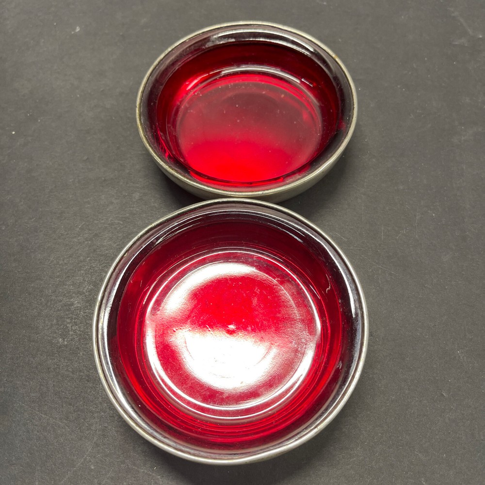 F.B.Rogers Silver Co 775 Ashtray Coasters (2) Ruby Red 1883 Trade Mark