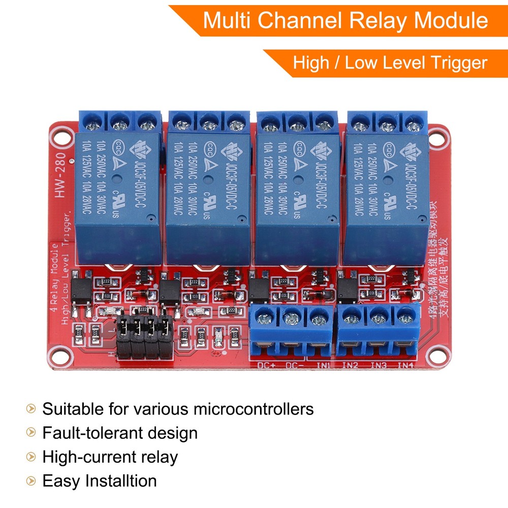 DC 5V 4 Channel Relay Module High or Low Level Trigger for Electronics