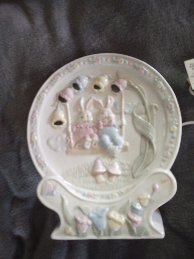 Vintage Night And Easter Light Beautiful Bunny Scene