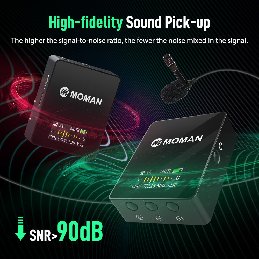 Wireless Lavalier Microphone System UHF Transmitter with Receiver for DSLR Phone