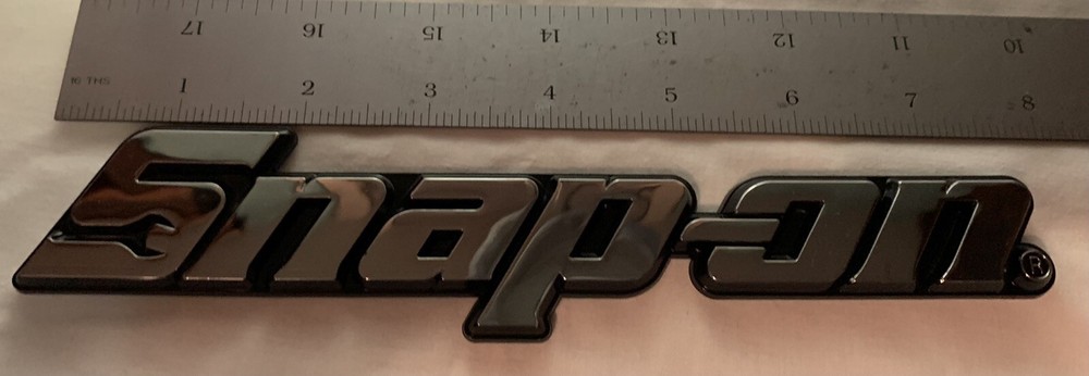 SNAP ON TOOLS TOOL BOX EMBLEM REPLACEMENT 8" LONG CROME FINISH LOGO SNAP-ON