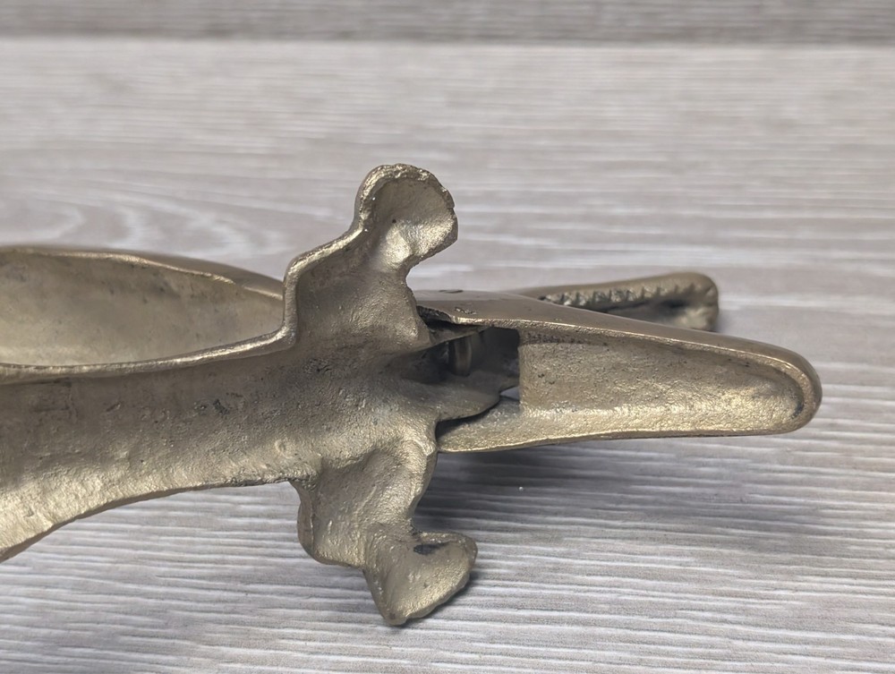 Vintage Brass Alligator Nutcracker Crocodile Figural Kitchen Tool 9.5”