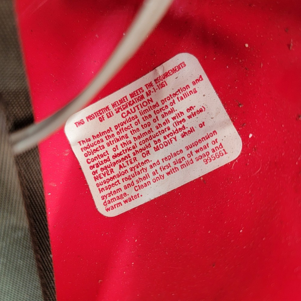 Fireman’s Helmet MSA TOPGARD RED Adjustable Size 1969 Class D BFD Leather Patch