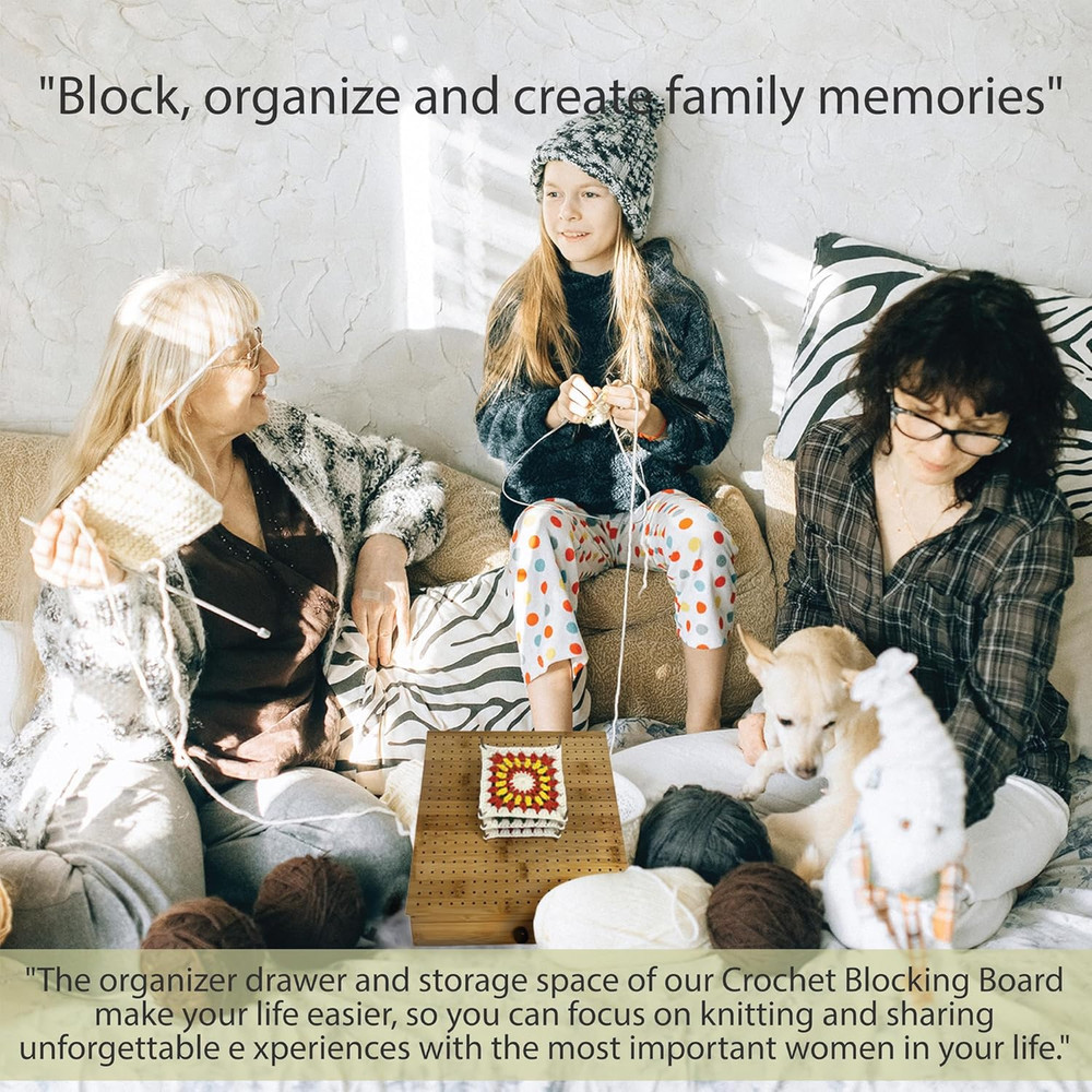Crochet Blocking Boards+Multifunctional Container+Pins for Granny Square Bloc...