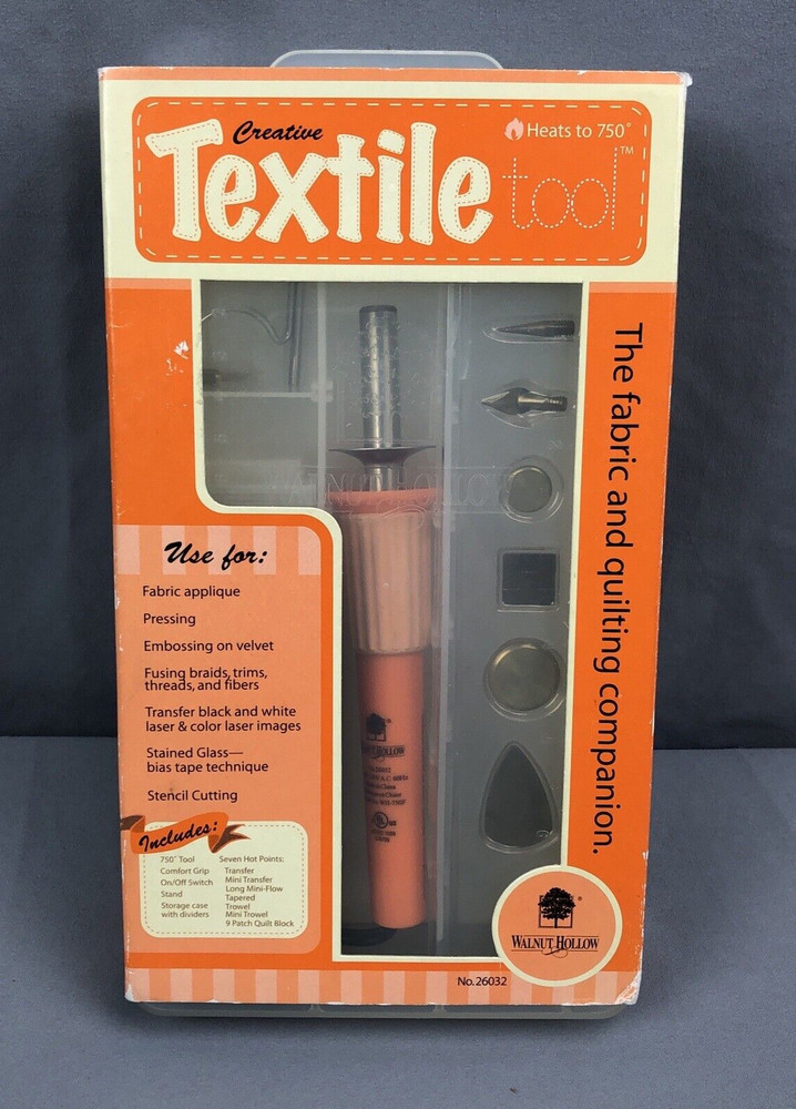 Creative Textile Fabric Tool #26032 Seven Hot Points & Case Walnut Hollow New
